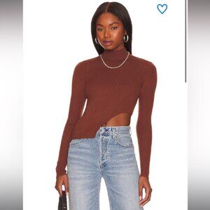 NWT Brown Asymmetrical Turtleneck Top